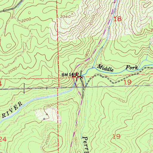 Topographic Map of Perry Creek, CA