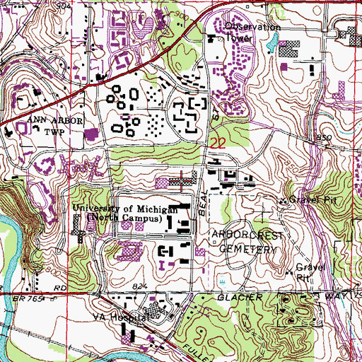 Topographic Map of George G Brown Laboratories, MI