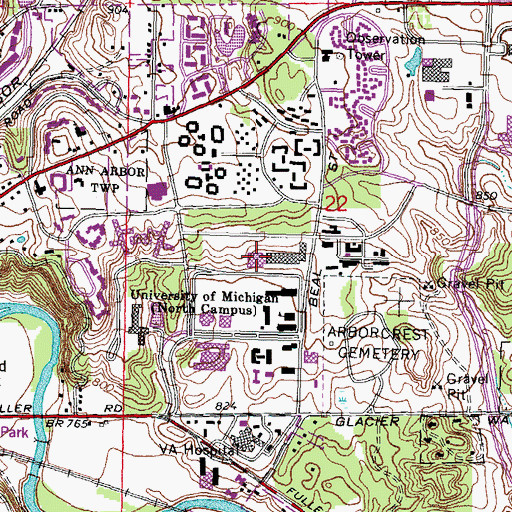 Topographic Map of Herbert H Dow Building, MI
