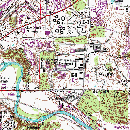 Topographic Map of Chrysler Center, MI