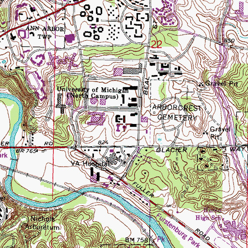 Topographic Map of School of Information North, MI