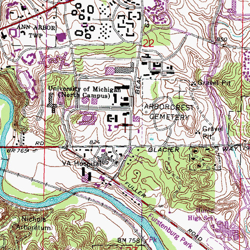 Topographic Map of Lurie Biomedical Engineering Building, MI