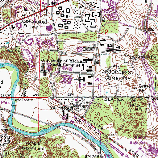 Topographic Map of Engineering Research Building, MI