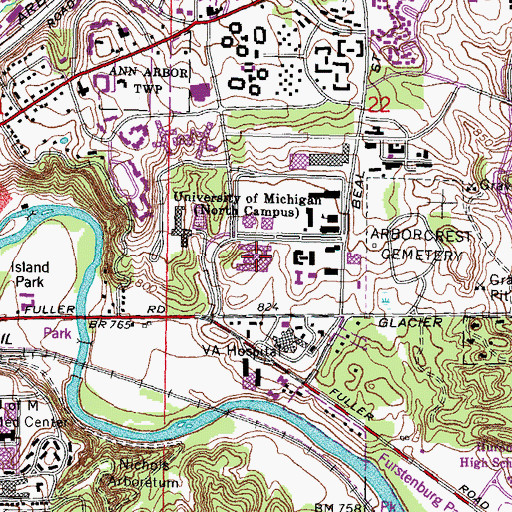 Topographic Map of Art and Architecture Building, MI