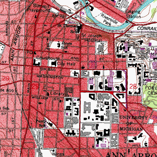 Topographic Map of Lane Hall, MI