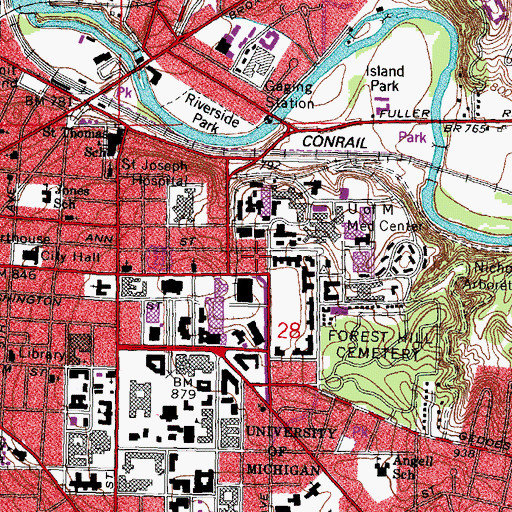 Topographic Map of Biomedical Science Research Building, MI
