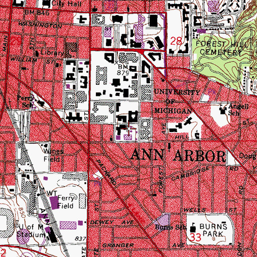 Topographic Map of Kresge Research Building, MI
