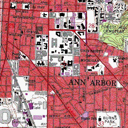 Topographic Map of Lorch Hall, MI