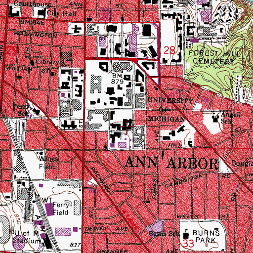 Topographic Map of School of Education, MI