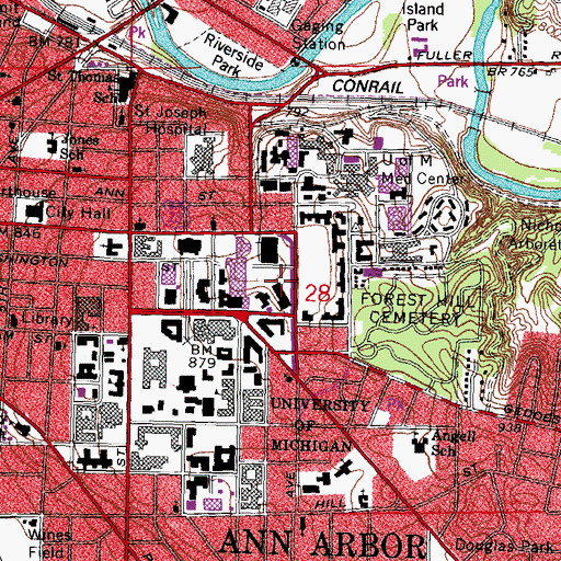 Topographic Map of Life Sciences Institute, MI