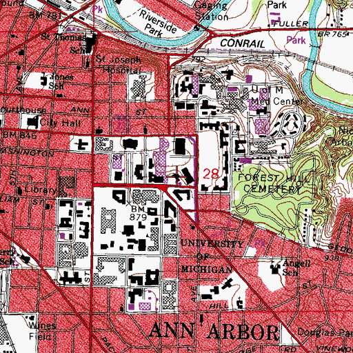 Topographic Map of North Hall, MI