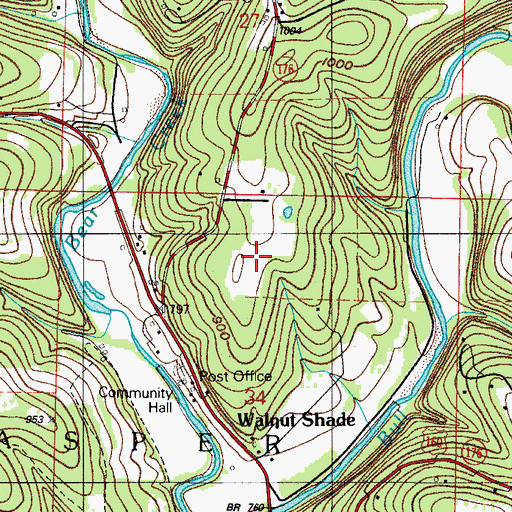 Topographic Map of Walnut Shade Golf Course (historical), MO