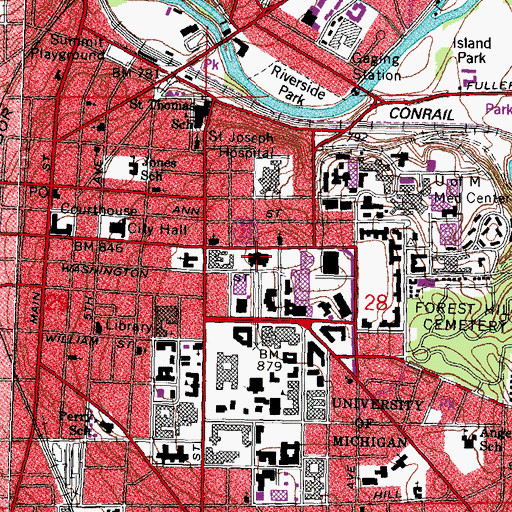 Topographic Map of Rackham Building, MI