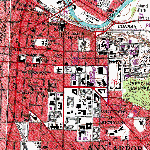 Topographic Map of Modern Language Building, MI