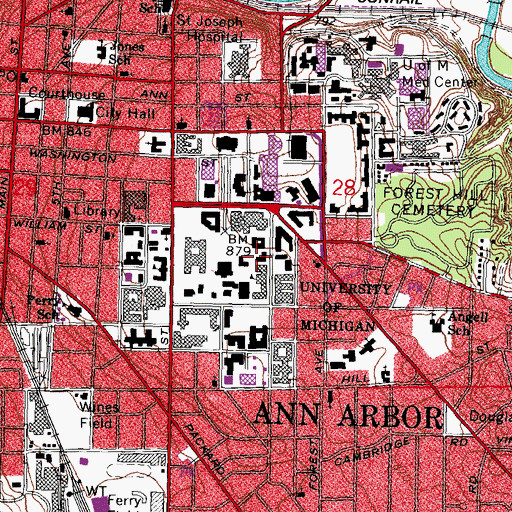 Topographic Map of Randall Laboratory, MI