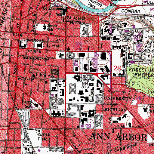 Topographic Map of Edward Henry Kraus Building, MI