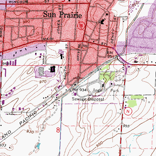 Topographic Map of Chase Grain Elevator, WI