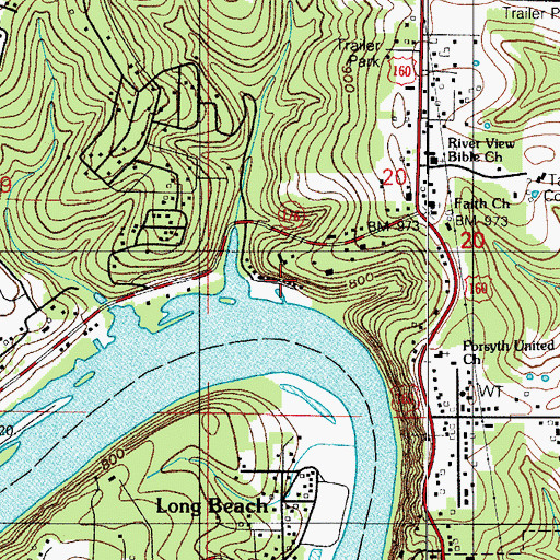 Topographic Map of Cedar Point Resort, MO