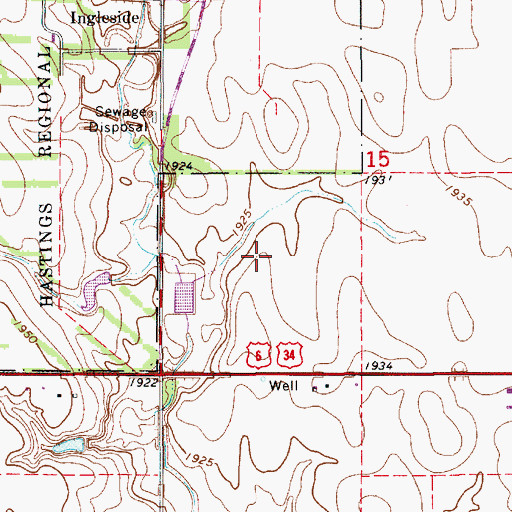 Topographic Map of Hastings Sanitary Landfill, NE