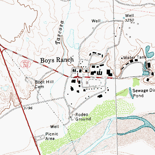 Topographic Map of Old Tascosa (historical), TX