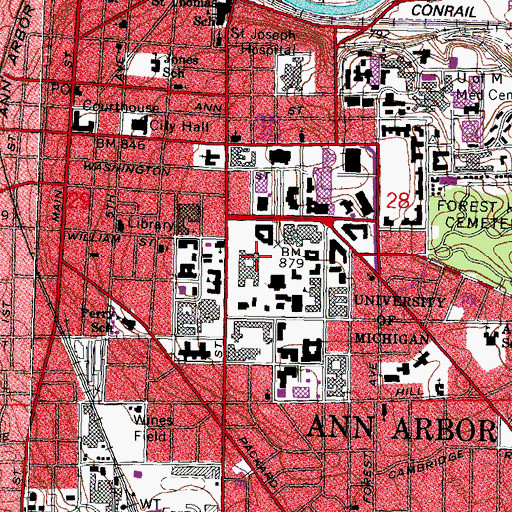 Topographic Map of Mason Hall, MI