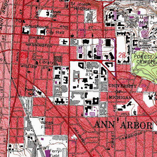 Topographic Map of Haven Hall, MI