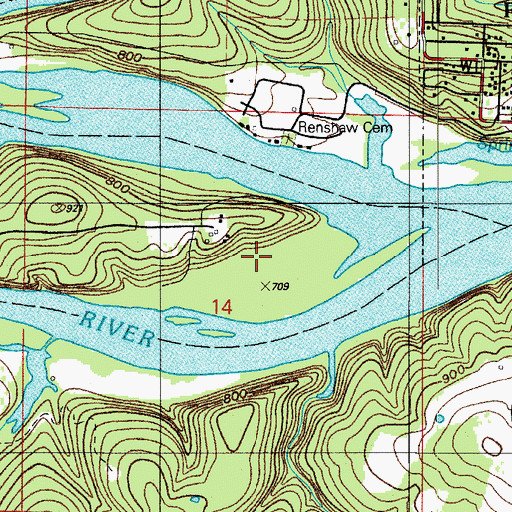 Topographic Map of Hollywood Hills (historical), MO