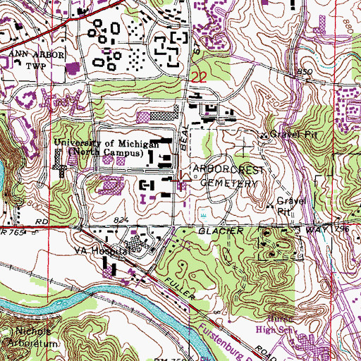 Topographic Map of Bentley Library, MI