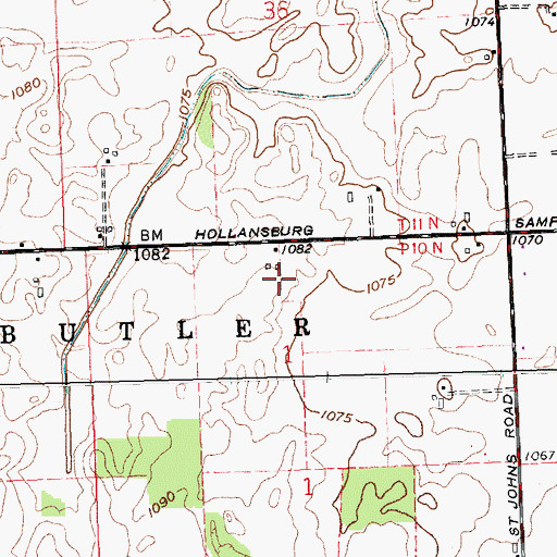 Topographic Map of Oswalt Farms, OH
