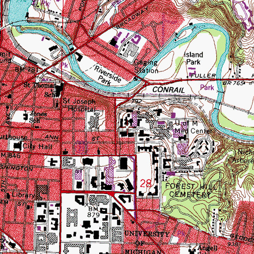Topographic Map of Taubman Library, MI