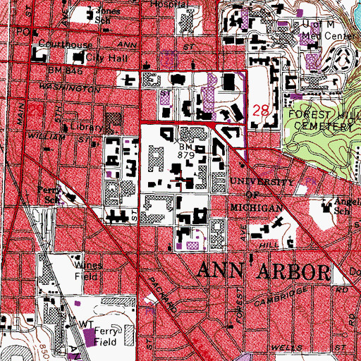 Topographic Map of William Clements Library, MI