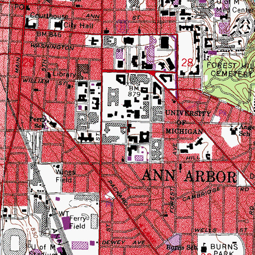 Topographic Map of Martha Cook Residence, MI