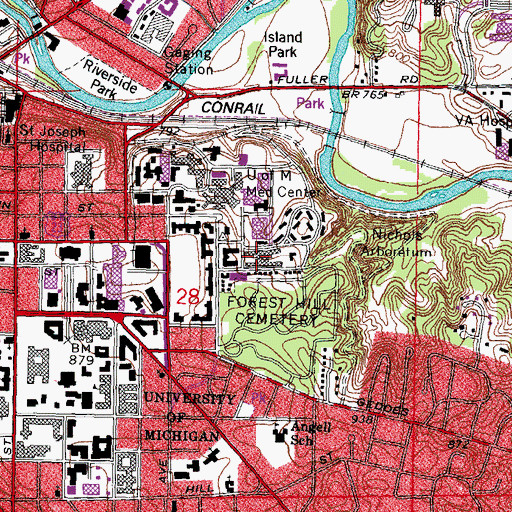 Topographic Map of Mary B Markley Hall, MI