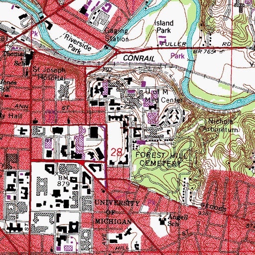 Topographic Map of Alice C Lloyd Hall, MI