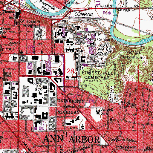 Topographic Map of Stockwell Hall, MI
