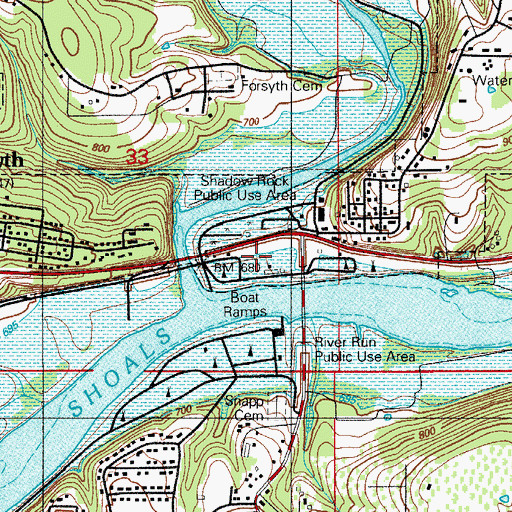Topographic Map of White Swan Camp, MO