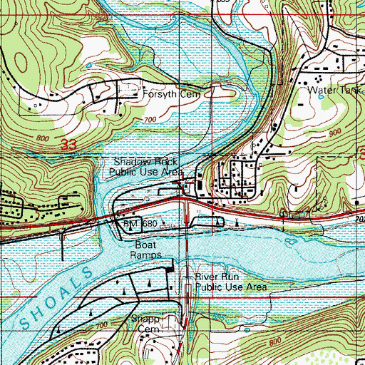 Topographic Map of Shadowrock Park, MO