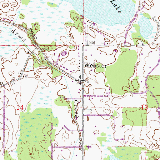 Topographic Map of Webster Post Office (historical), MI