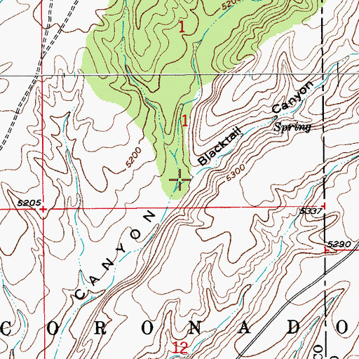 Topographic Map of Blacktail Canyon, AZ