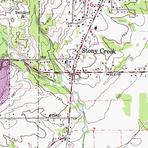 Topographic Map of Stony Creek Post Office (historical), MI