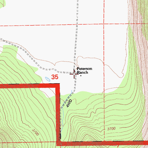 Topographic Map of Peterson Ranch, CA