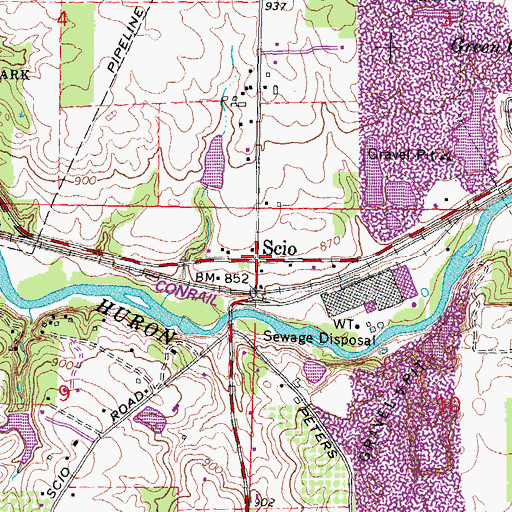 Topographic Map of Scio Post Office (historical), MI