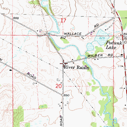 Topographic Map of River Raisin Post Office (historical), MI
