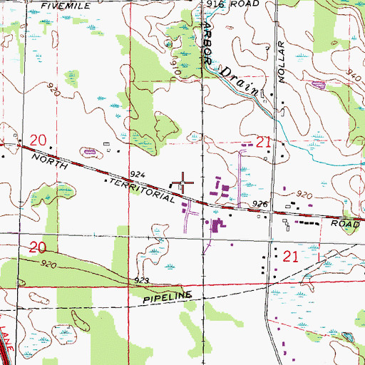 Topographic Map of North Lake Post Office (historical), MI