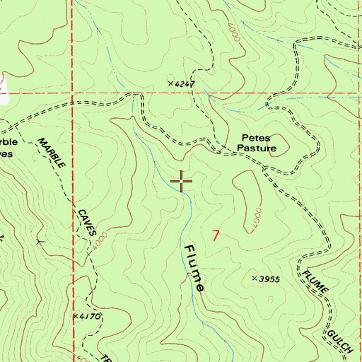 Topographic Map of Petes Pasture, CA
