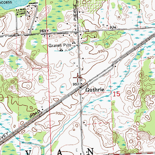 Topographic Map of Kavanaugh Lake Post Office (historical), MI