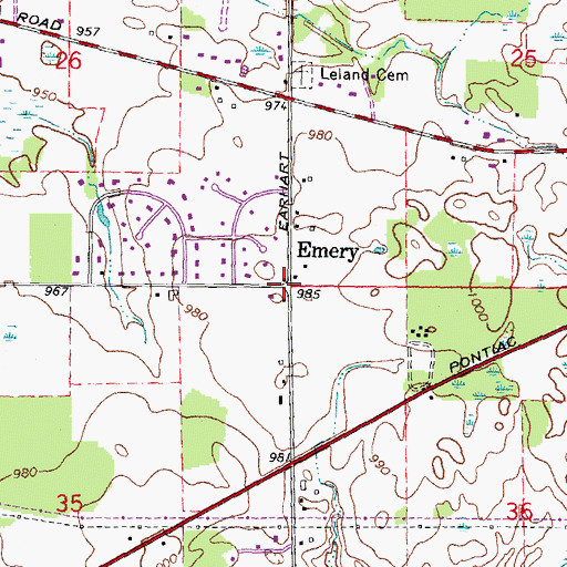 Topographic Map of Emery Post Office (historical), MI