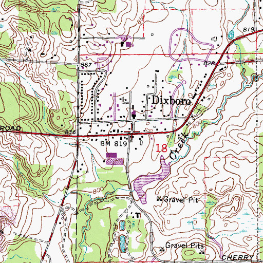 Topographic Map of Dixboro Post Office (historical), MI