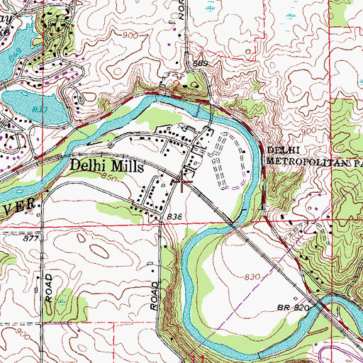 Topographic Map of Delhi Mills Post Office (historical), MI
