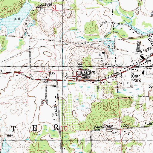 Topographic Map of Saint Mary's Catholic Cemetery, MI